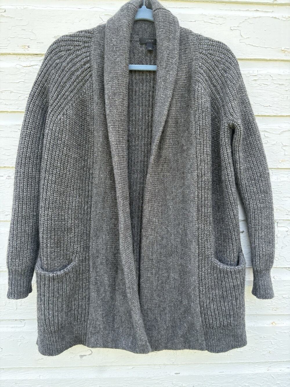 J. Crew Cardigan Wool Alpaca Open Front Womens XXS Heather Gray Oversized READ